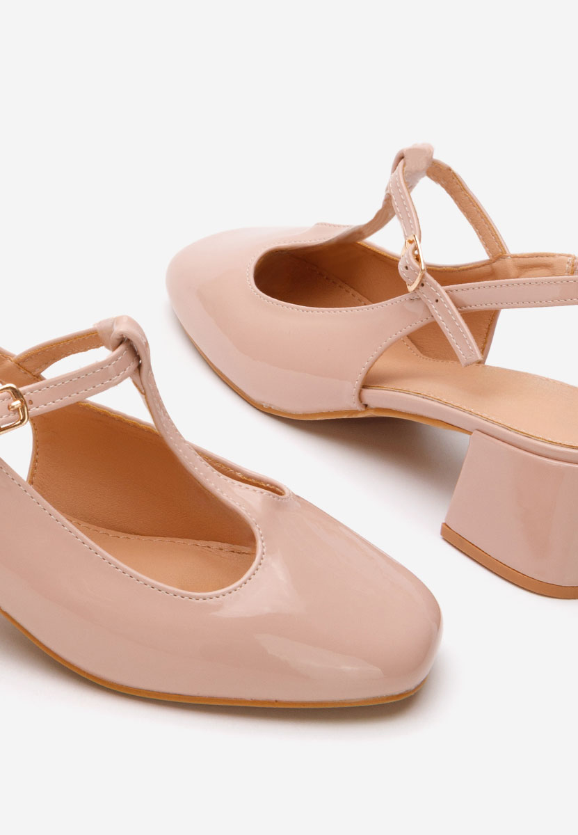 Béžové lodičky na hrubom opätku Beatrina