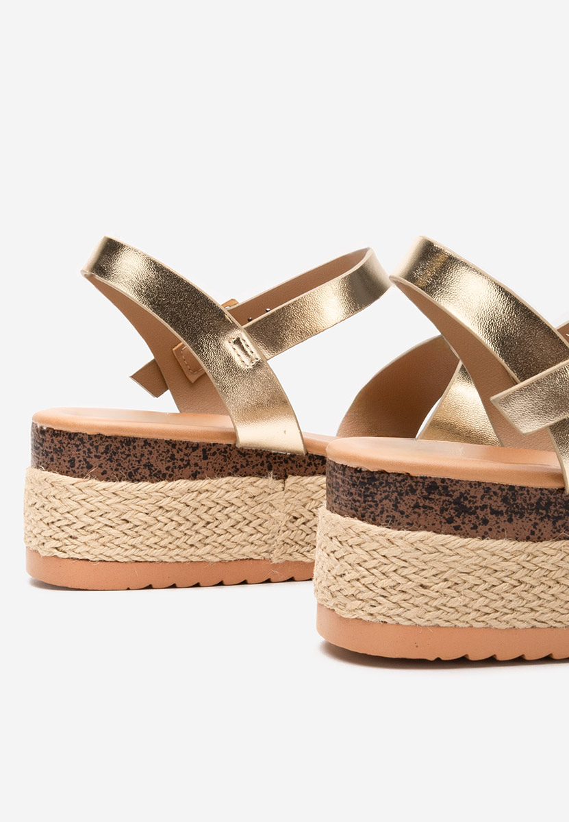 Zlaté espadrilky sandale Rumia