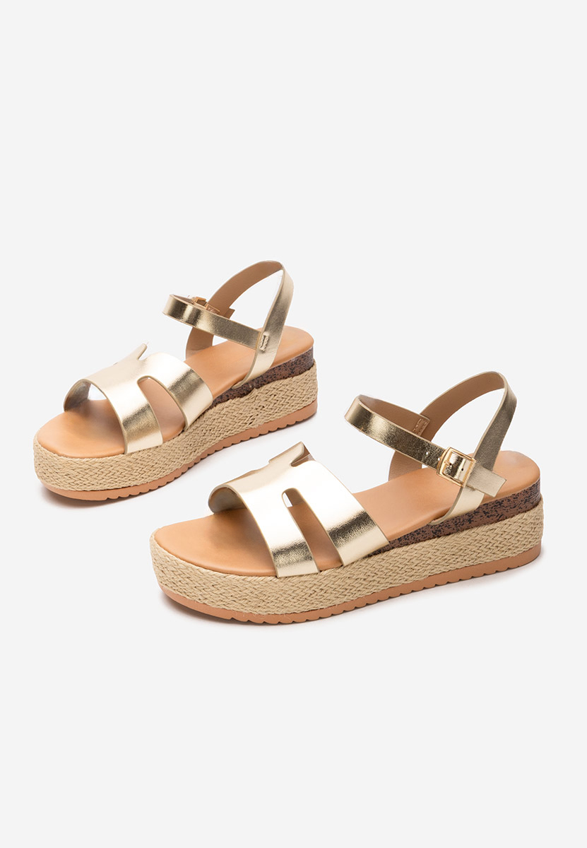 Zlaté espadrilky sandale Rumia