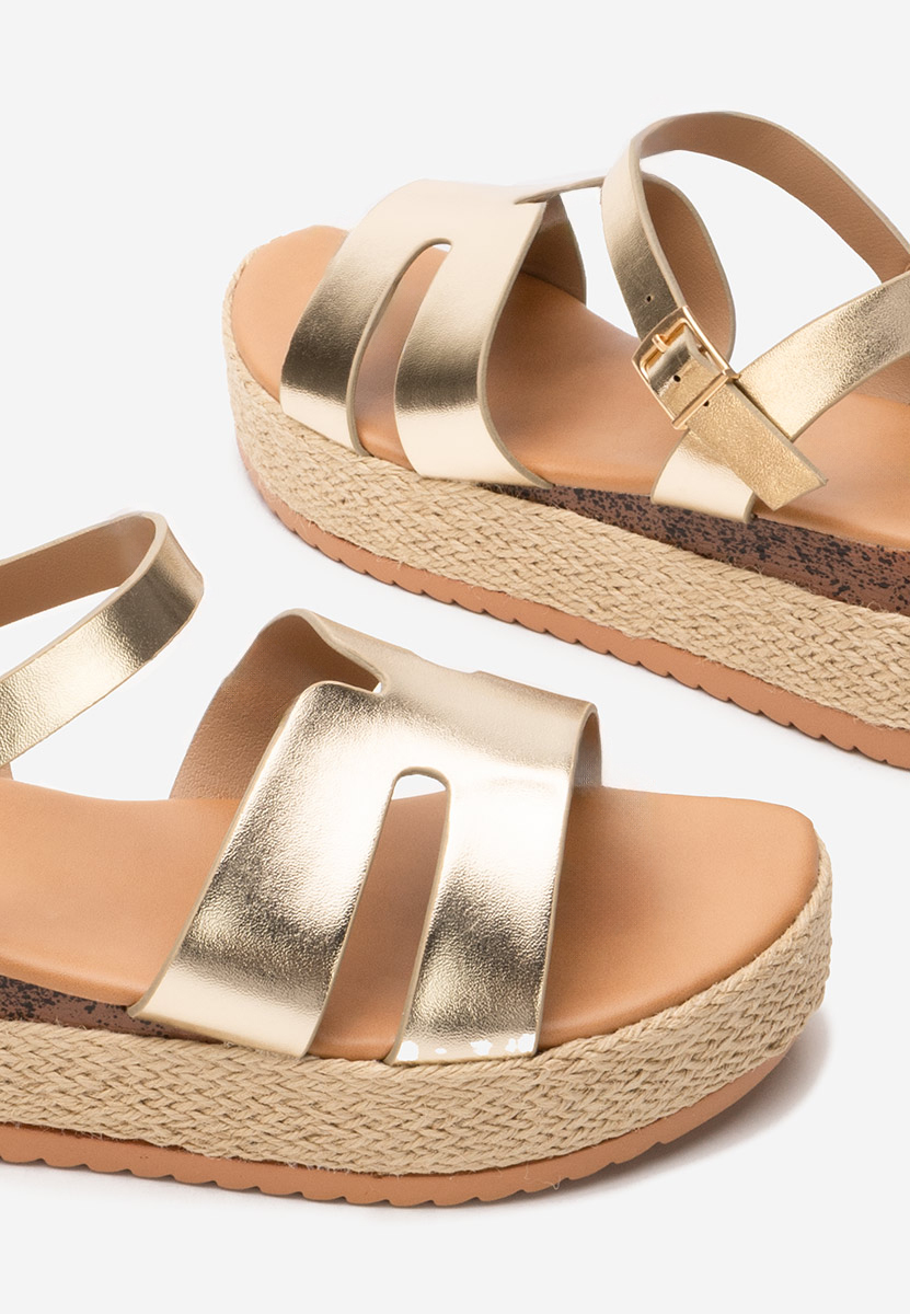 Zlaté espadrilky sandale Rumia