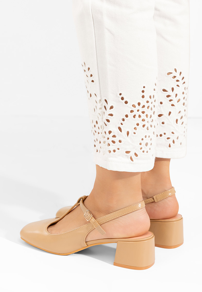 Khaki lodičky na hrubom opätku Beatrina V2