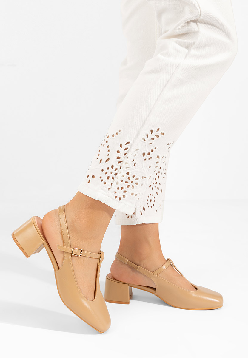 Khaki lodičky na hrubom opätku Beatrina V2