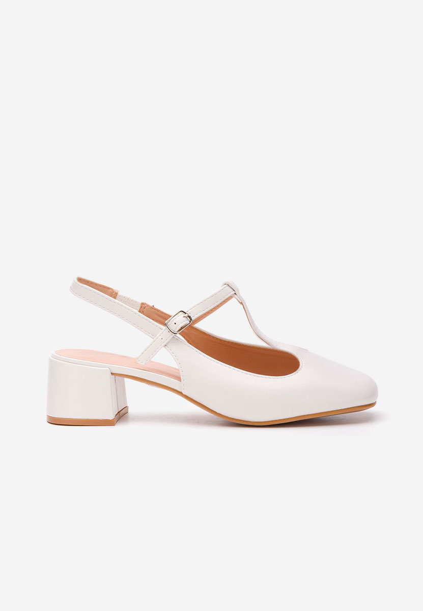 Biele lodičky na hrubom opätku Beatrina V2