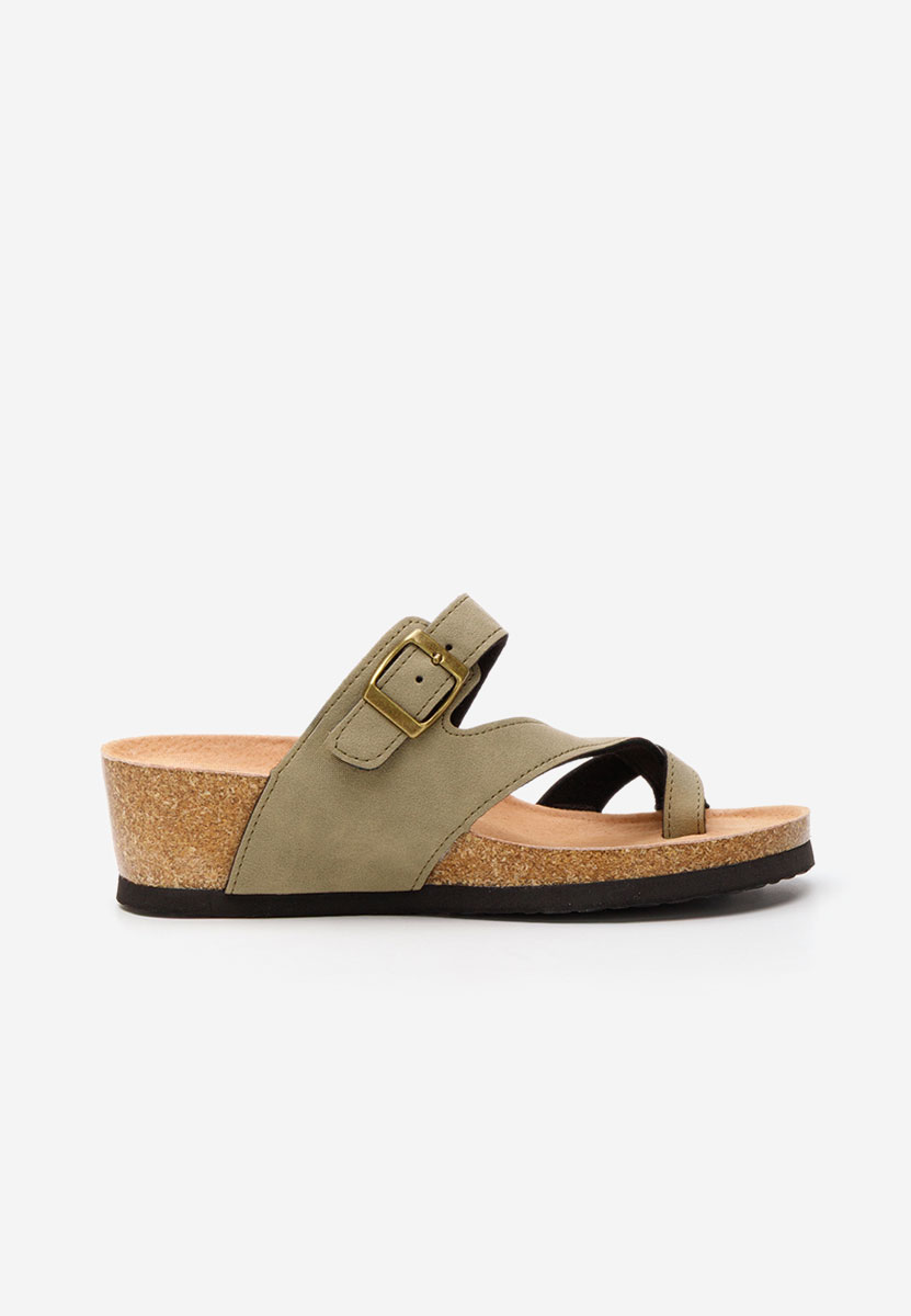 Khaki dámske šlapky na platforme Wandana V2