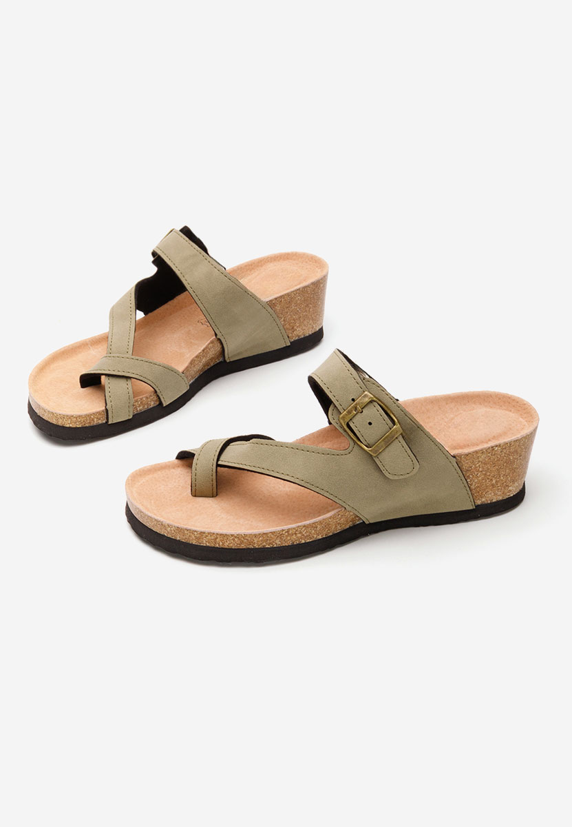 Khaki dámske šlapky na platforme Wandana V2