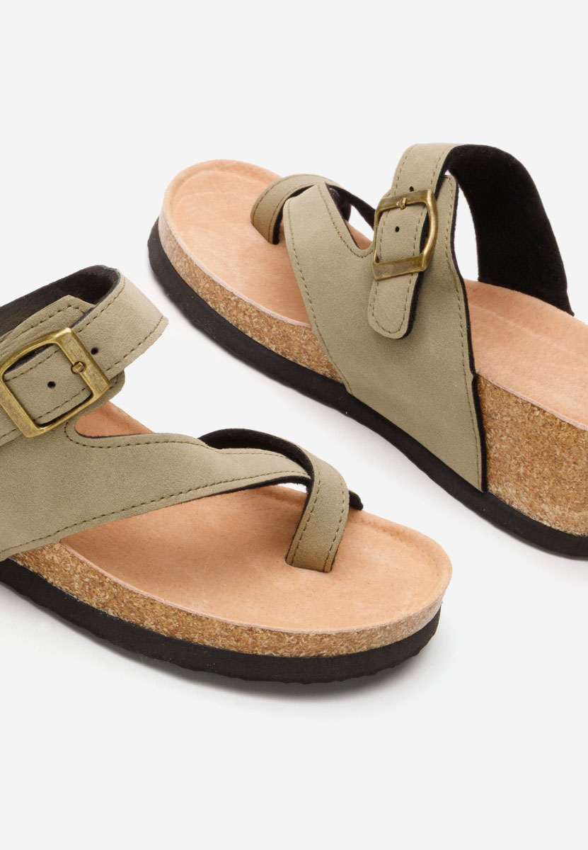 Khaki dámske šlapky na platforme Wandana V2