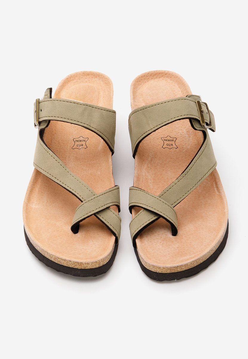 Khaki dámske šlapky na platforme Wandana V2