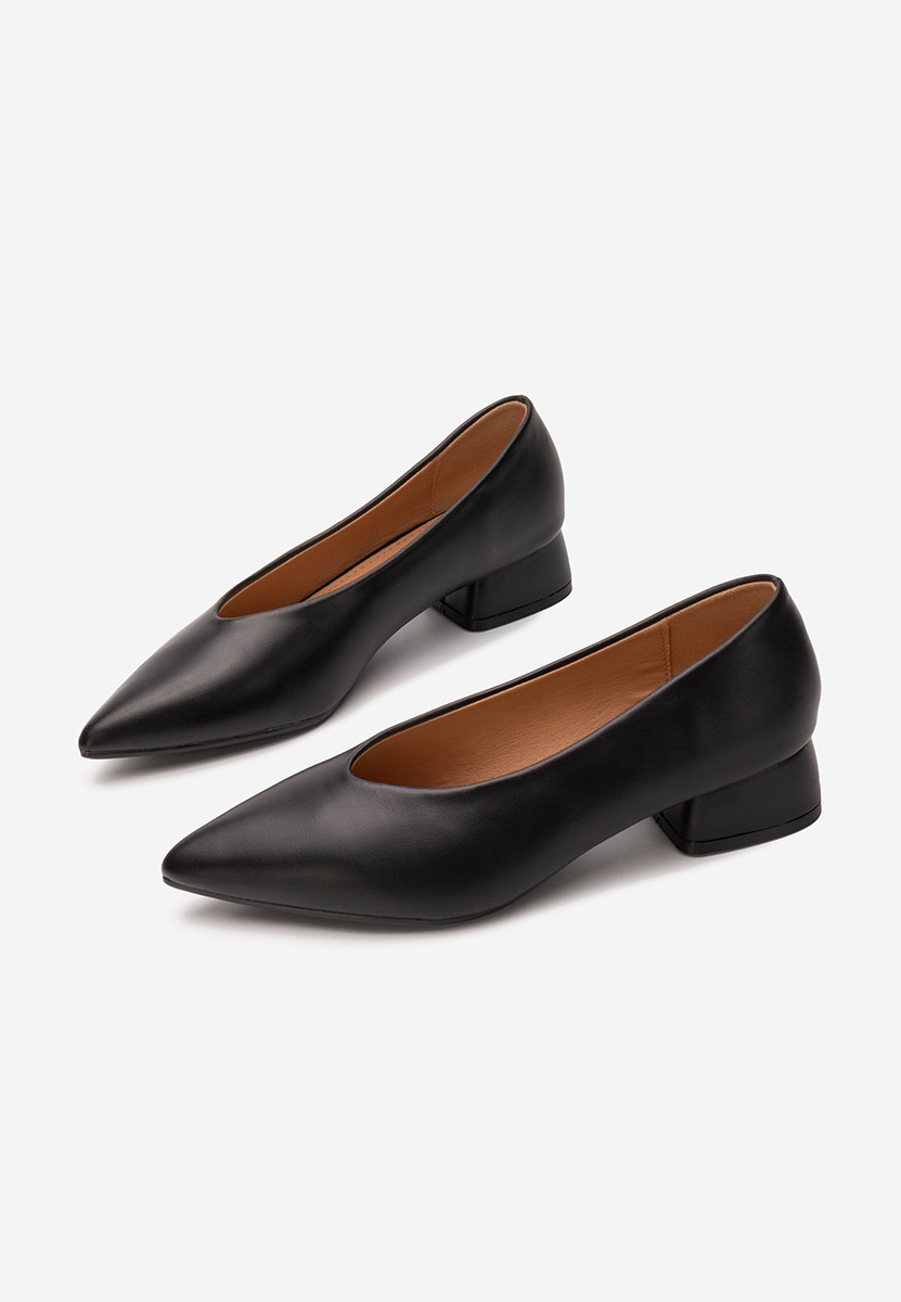 Čierne lodičky na hrubom opätku Sarilia