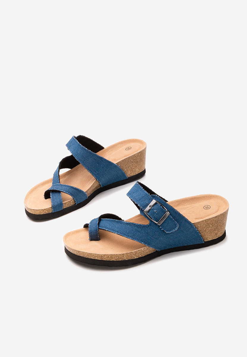 Denim dámske šlapky na platforme Wandana V2