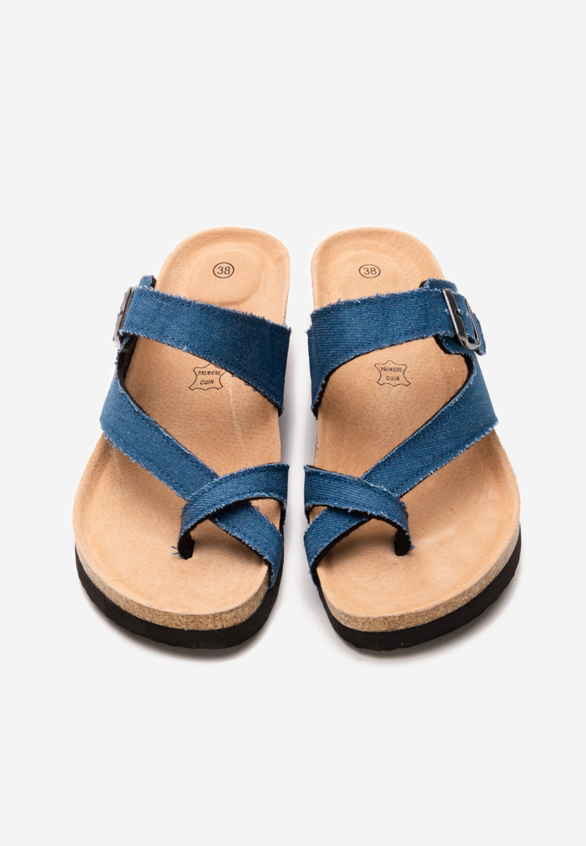 Denim dámske šlapky na platforme Wandana V2