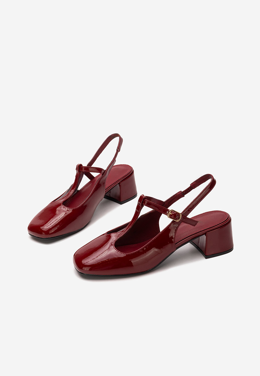 Červené lodičky na hrubom opätku Beatrina