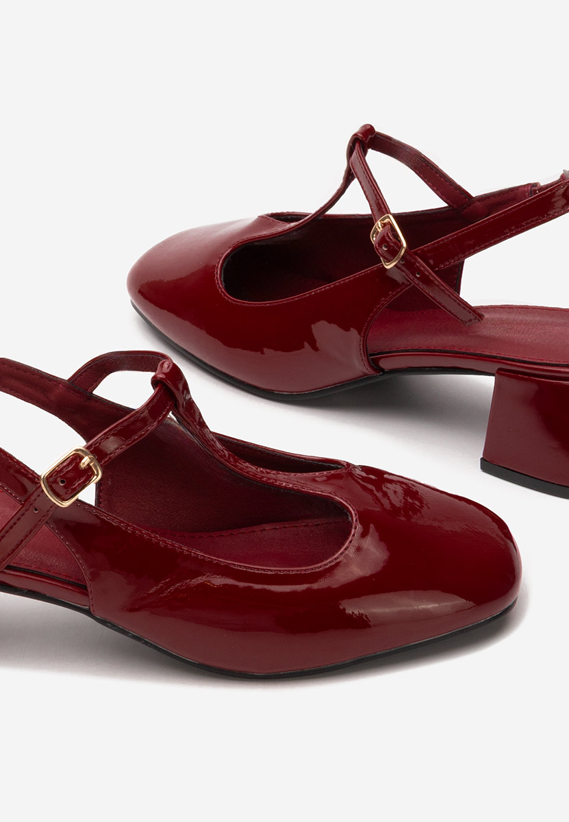 Červené lodičky na hrubom opätku Beatrina