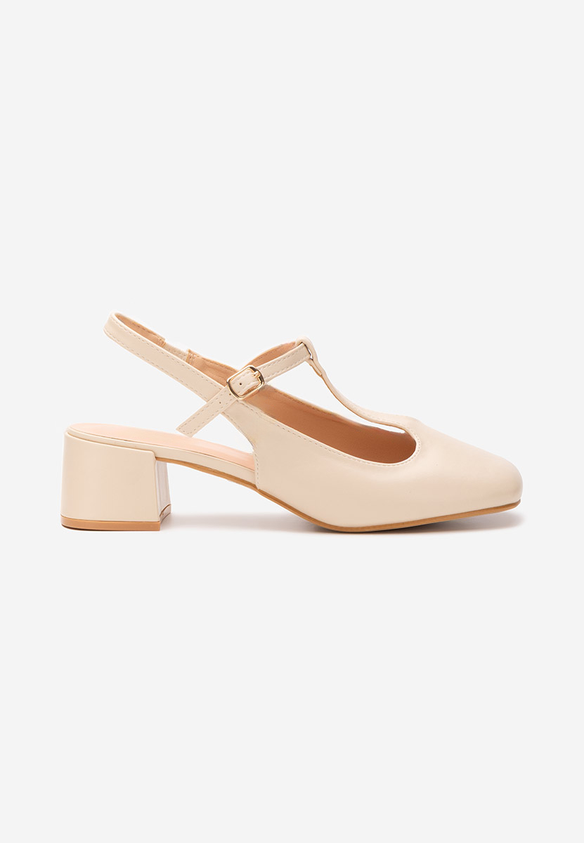 Béžové lodičky na hrubom opätku Beatrina V2