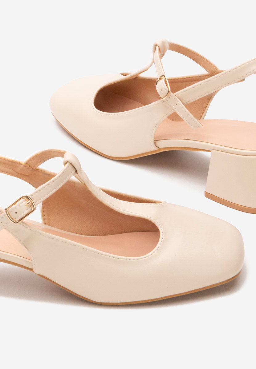 Béžové lodičky na hrubom opätku Beatrina V2