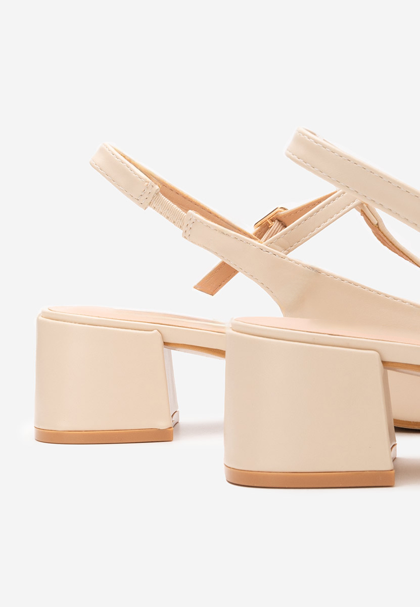 Béžové lodičky na hrubom opätku Beatrina V2