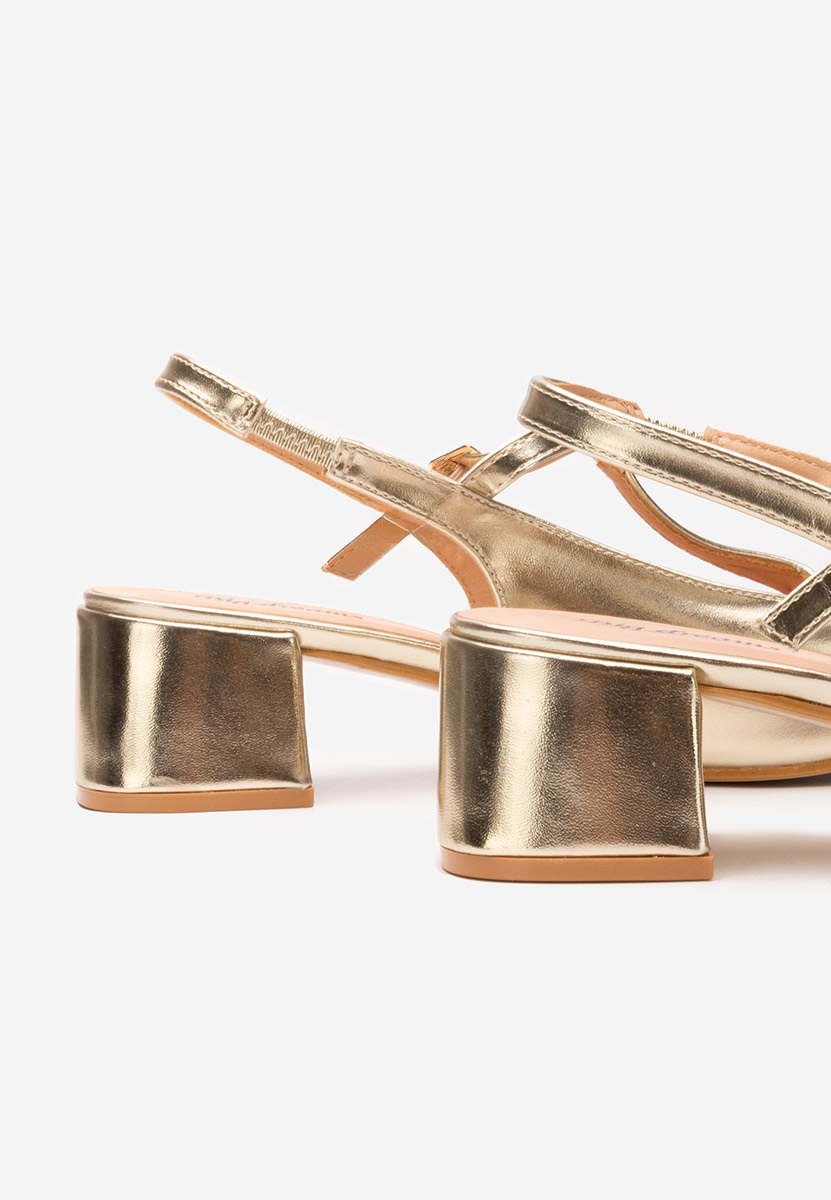 Zlaté lodičky na hrubom opätku Beatrina V2