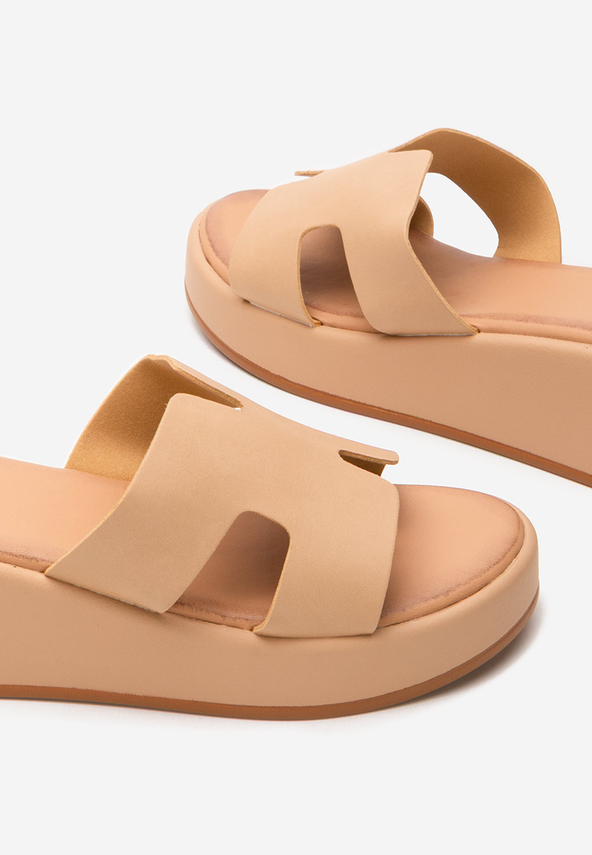 Khaki šlapky na platforme Malynda