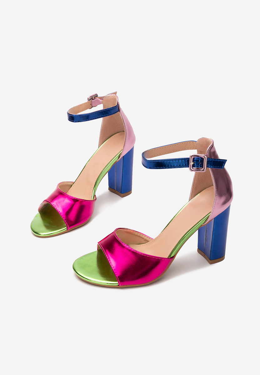 Farebné sandále na hrubom opätku Zandra V3