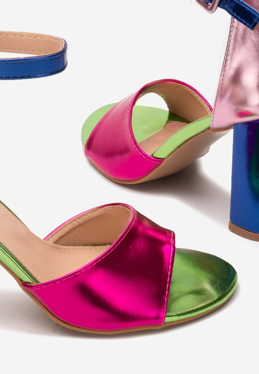 Farebné sandále na hrubom opätku Zandra V3