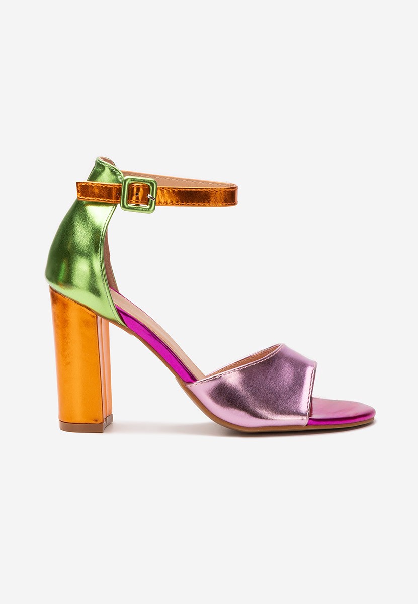 Farebné sandále na hrubom opätku Zandra V2