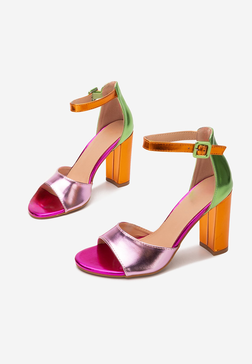 Farebné sandále na hrubom opätku Zandra V2