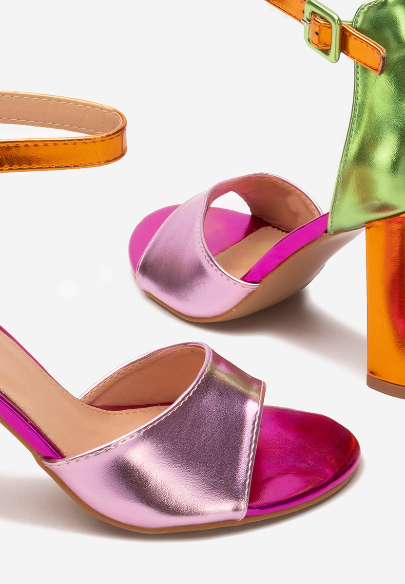 Farebné sandále na hrubom opätku Zandra V2