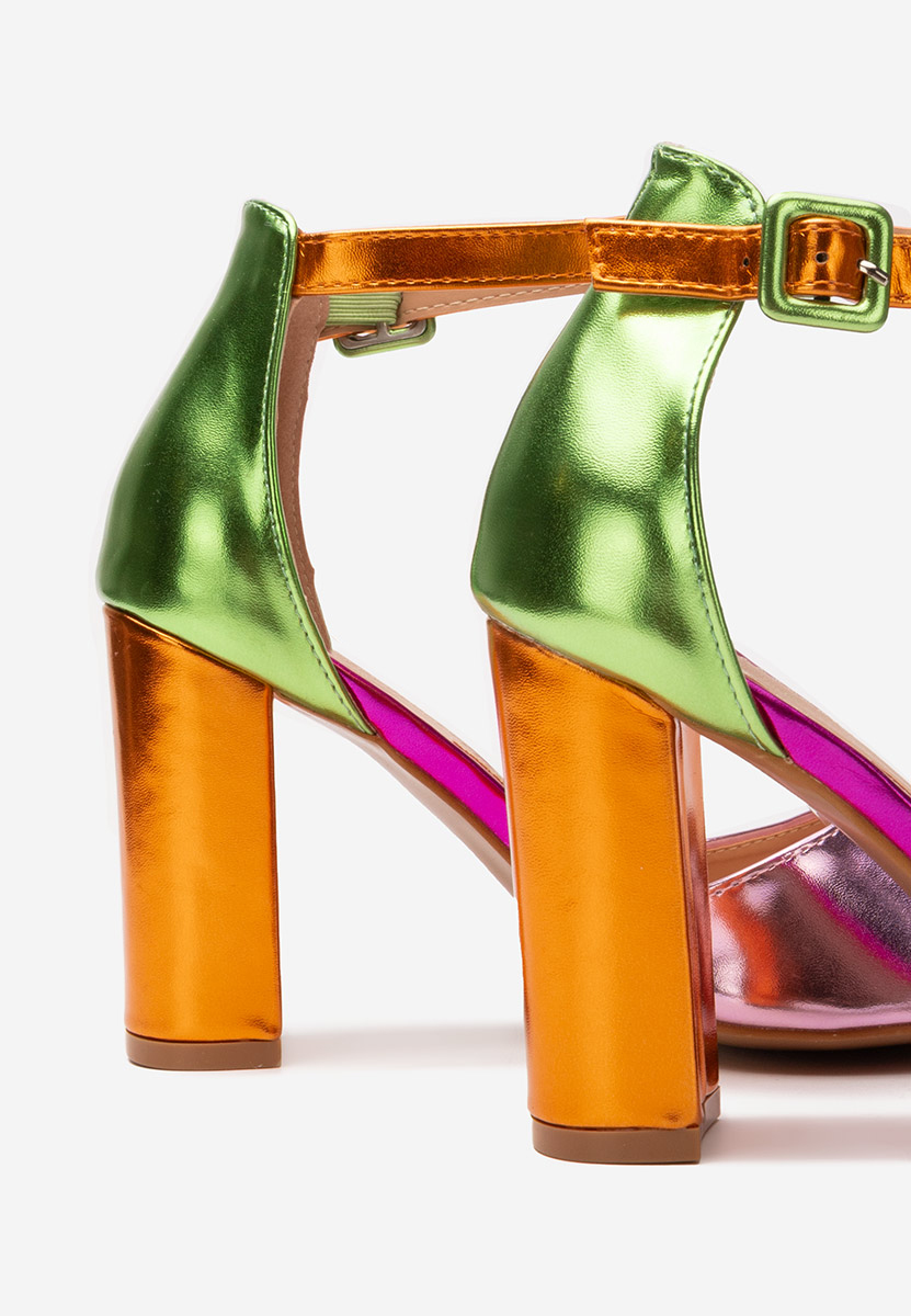 Farebné sandále na hrubom opätku Zandra V2