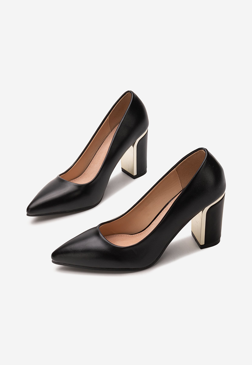 Čierne lodičky na hrubom opätku Sireda V2