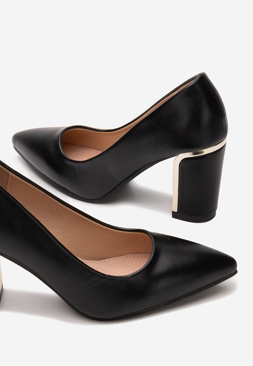 Čierne lodičky na hrubom opätku Sireda V2