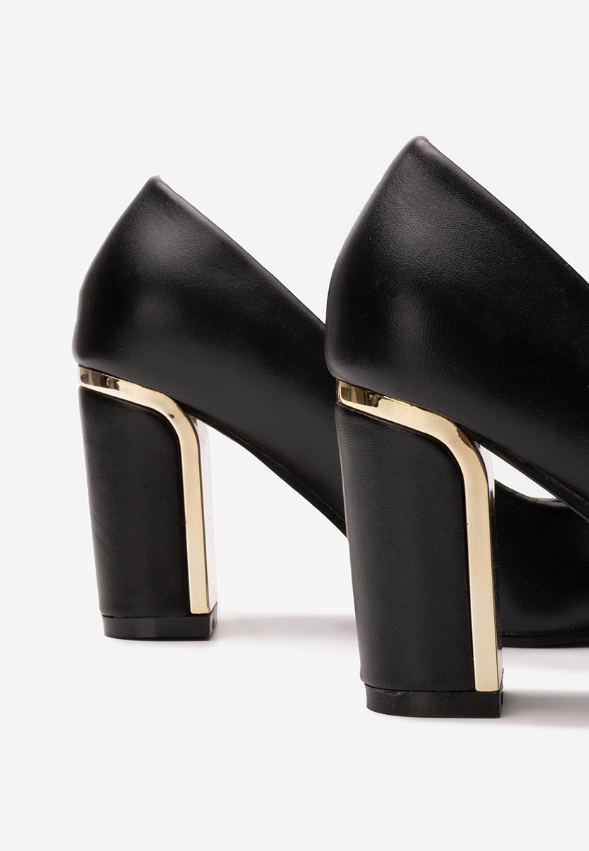 Čierne lodičky na hrubom opätku Sireda V2