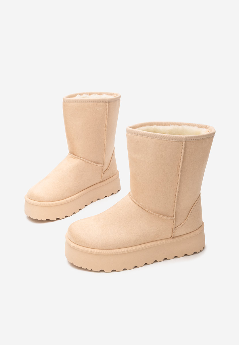 Béžové členkové dámske snehule na platforme Luisana