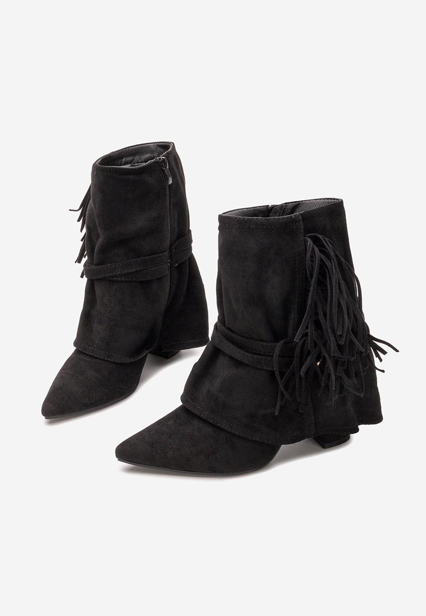 Čierne členkové čižmy na hrubom podpätku Ranale