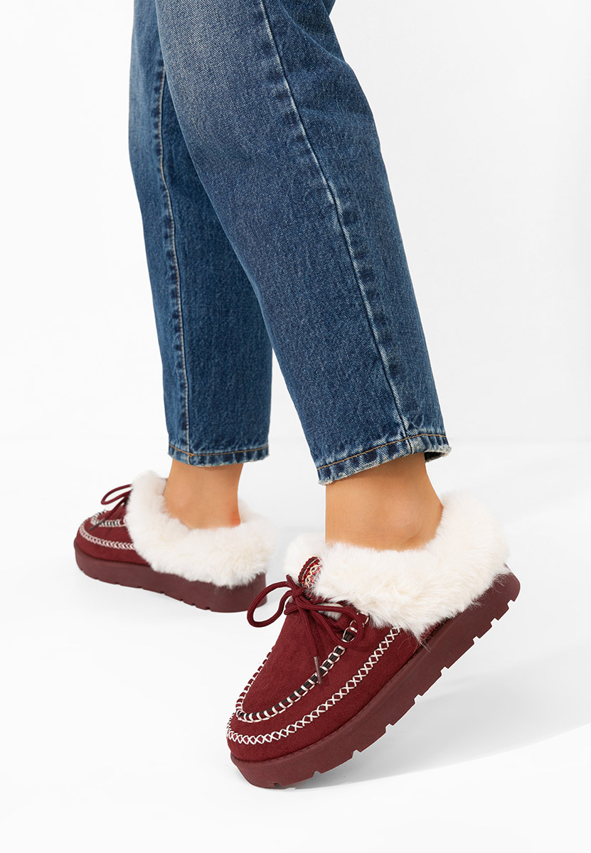 Bordové šľapky dámske Leainia