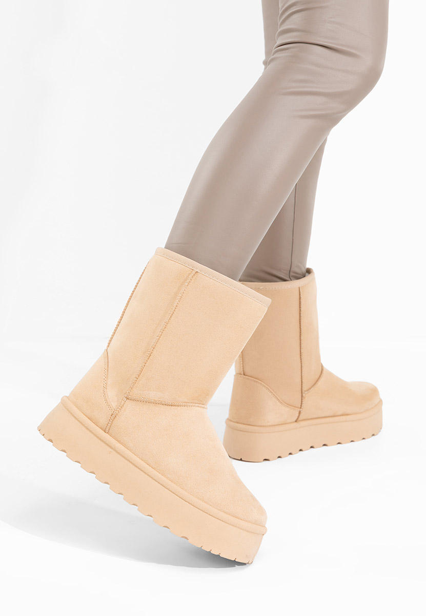 Béžové členkové dámske snehule na platforme Luisana