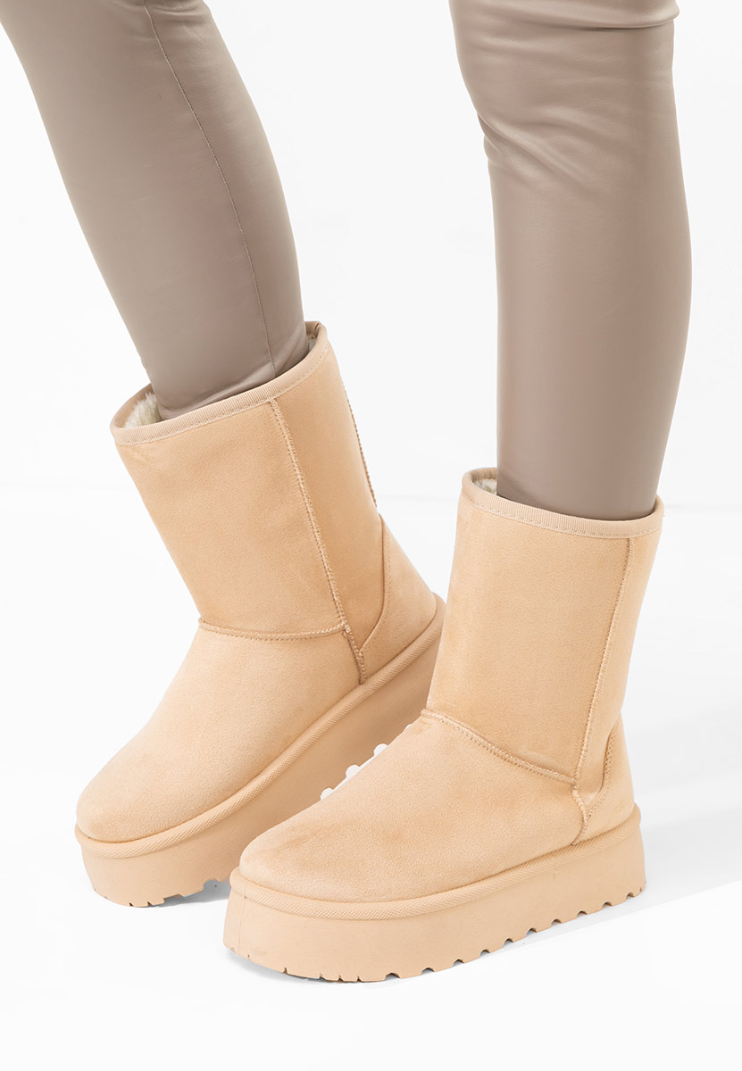 Béžové členkové dámske snehule na platforme Luisana