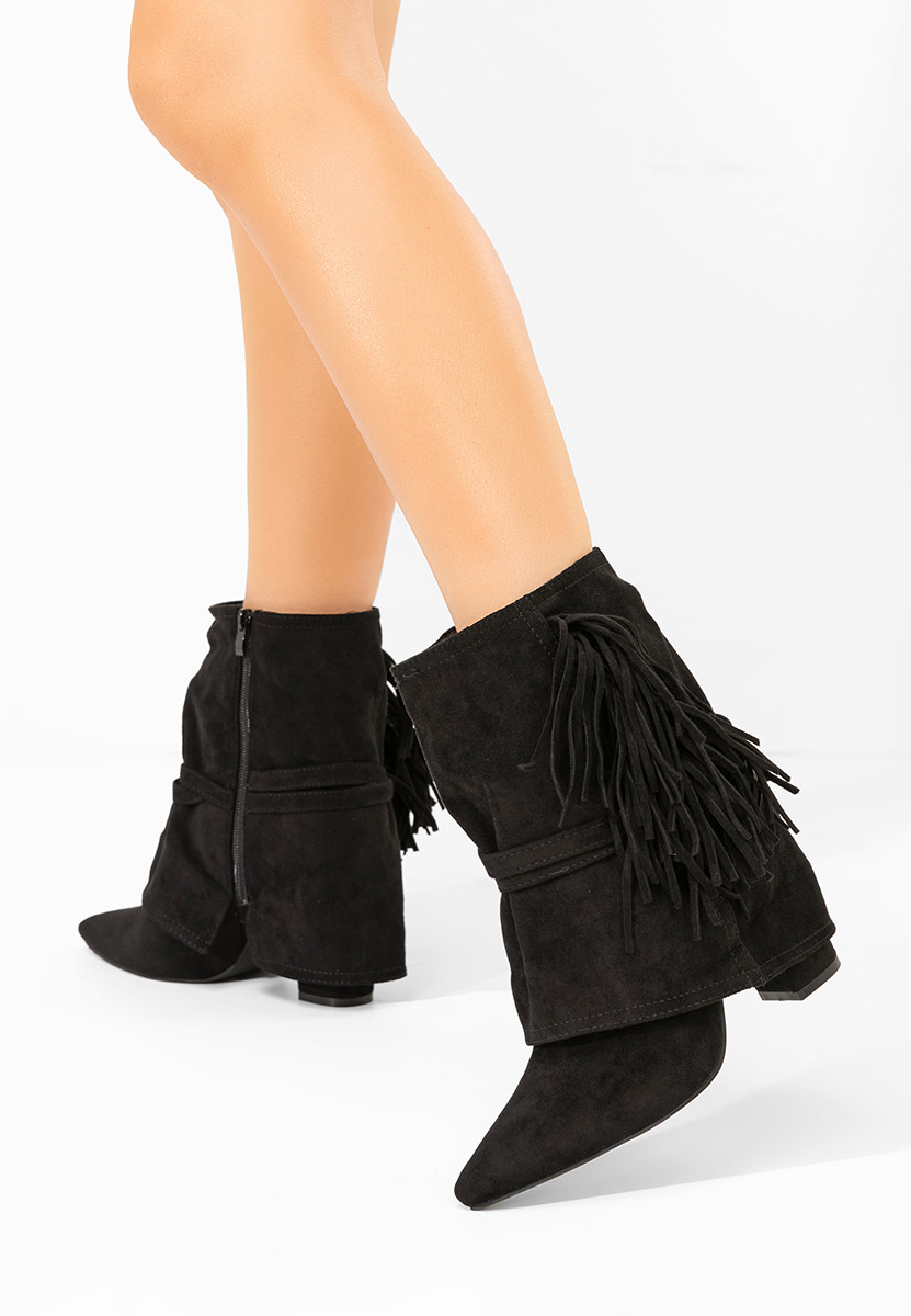 Čierne členkové čižmy na hrubom podpätku Ranale