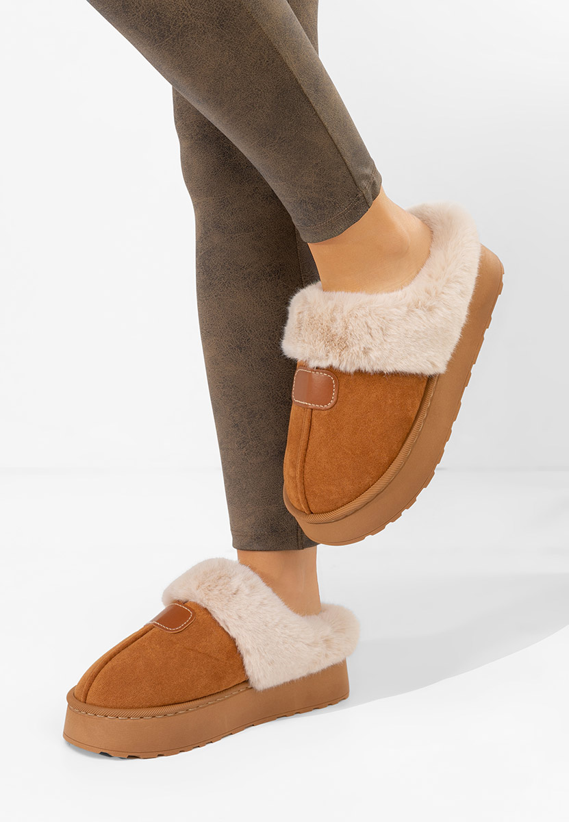 Camelové dámske papuče Flufina