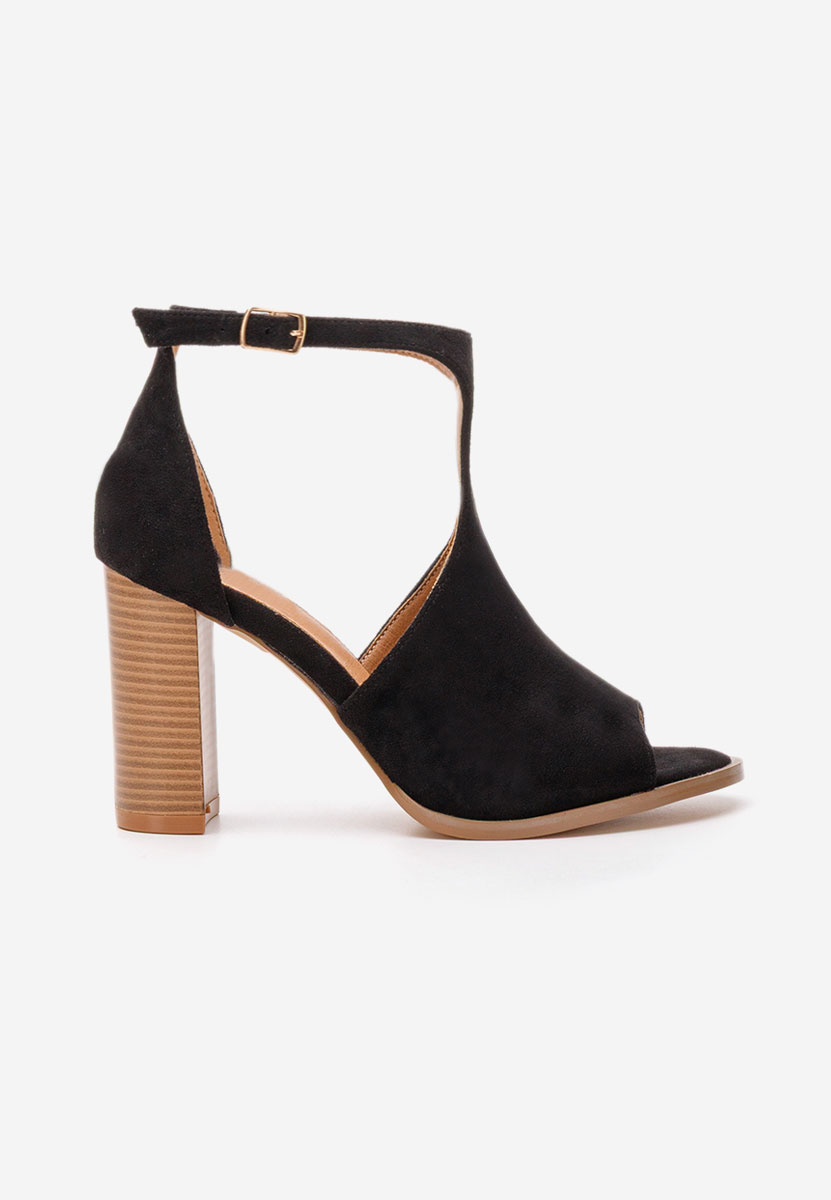Čierne sandále na hrubom opätku Jolanda
