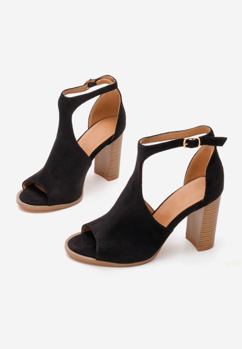 Čierne sandále na hrubom opätku Jolanda