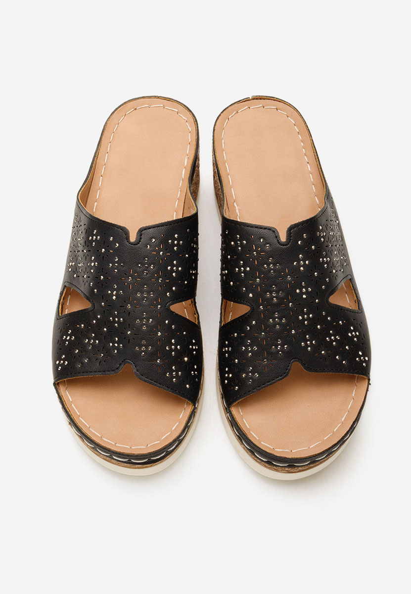 Čierne dámske šlapky na platforme Larue