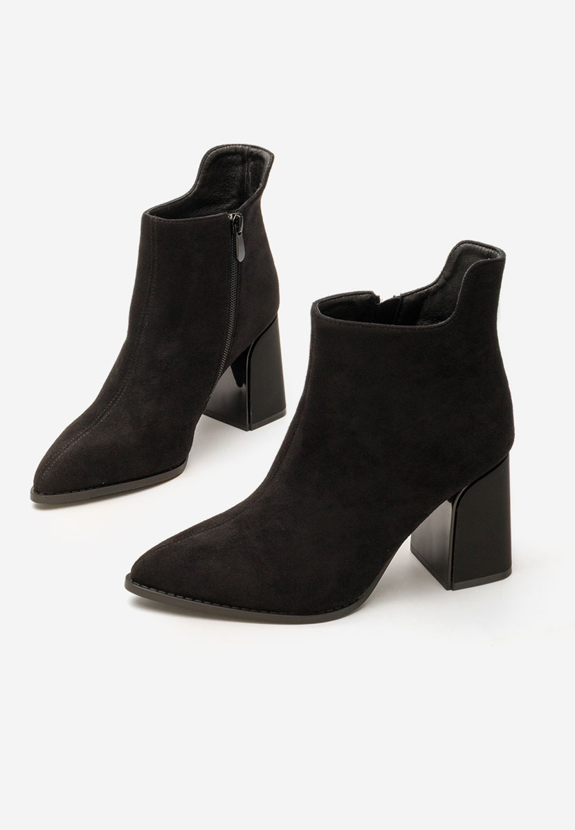 Čierne členkové čižmy na hrubom podpätku Savrina