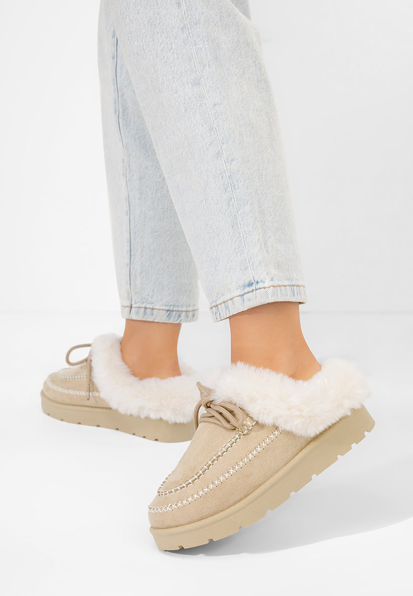 Béžové šľapky dámske Leainia