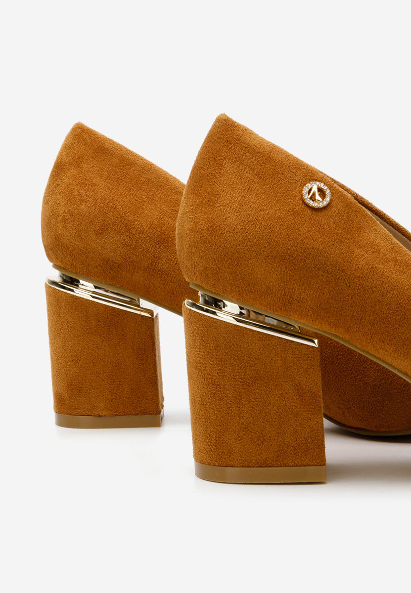 Khaki lodičky na hrubom opätku Nelia V5