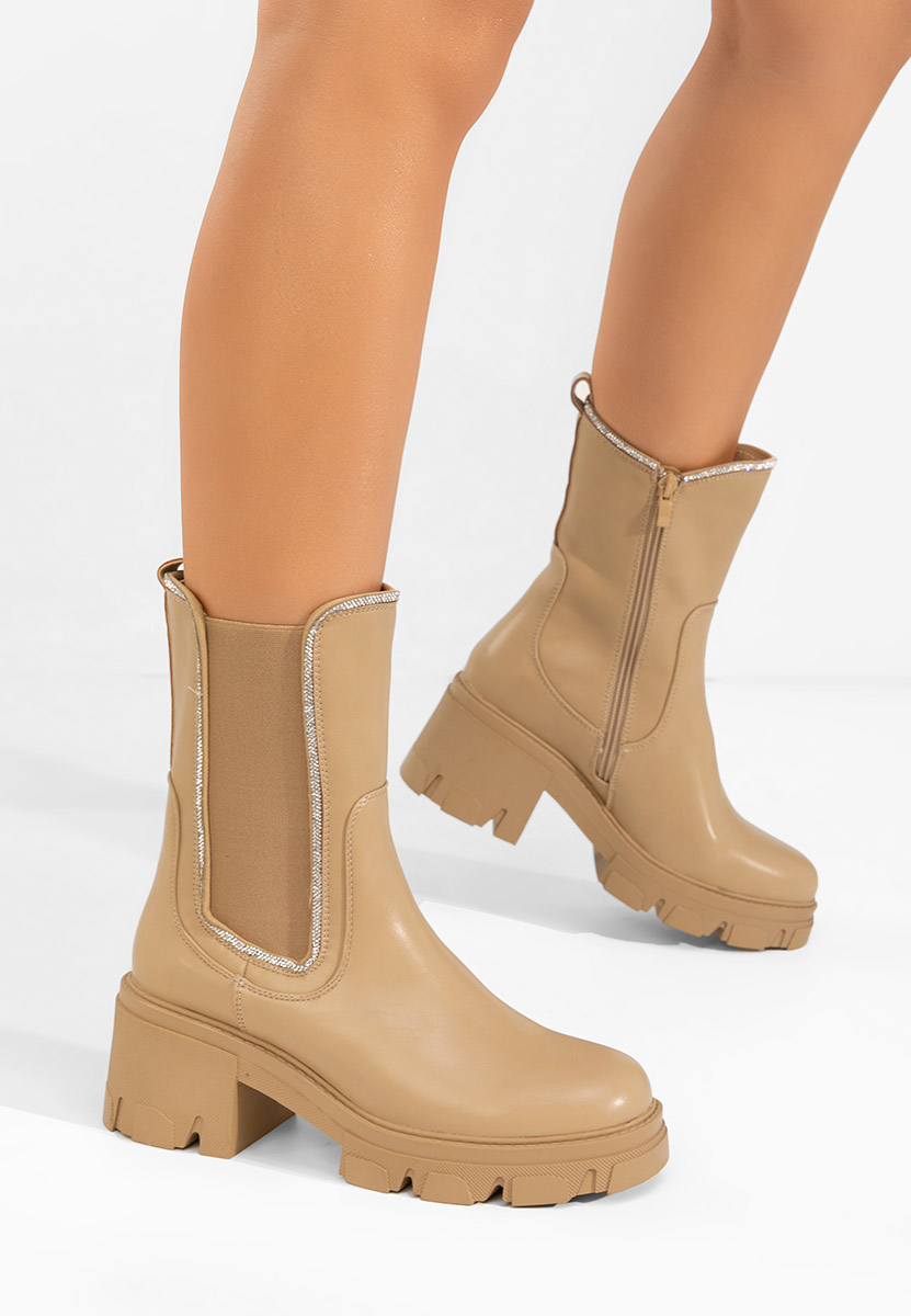 E-shop Khaki členkové čižmy Justine
