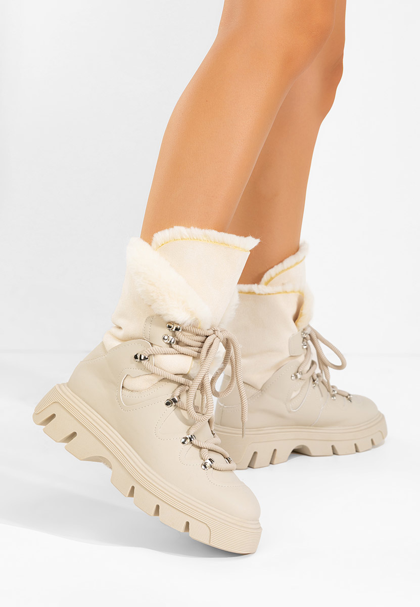 Béžové dámske zimné členkové čižmy Celima