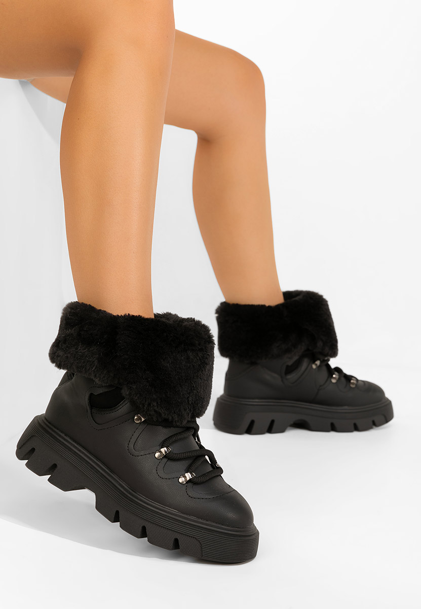 Čierne dámske zimné členkové čižmy Celima