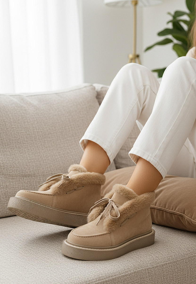 Béžové dámske zimné členkové čižmy Hazey