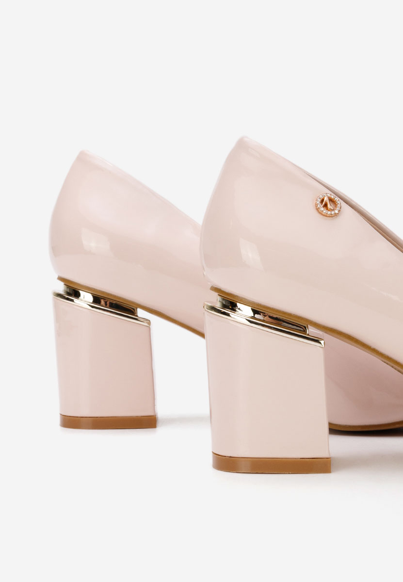 Béžové lodičky na hrubom opätku Nelia V6