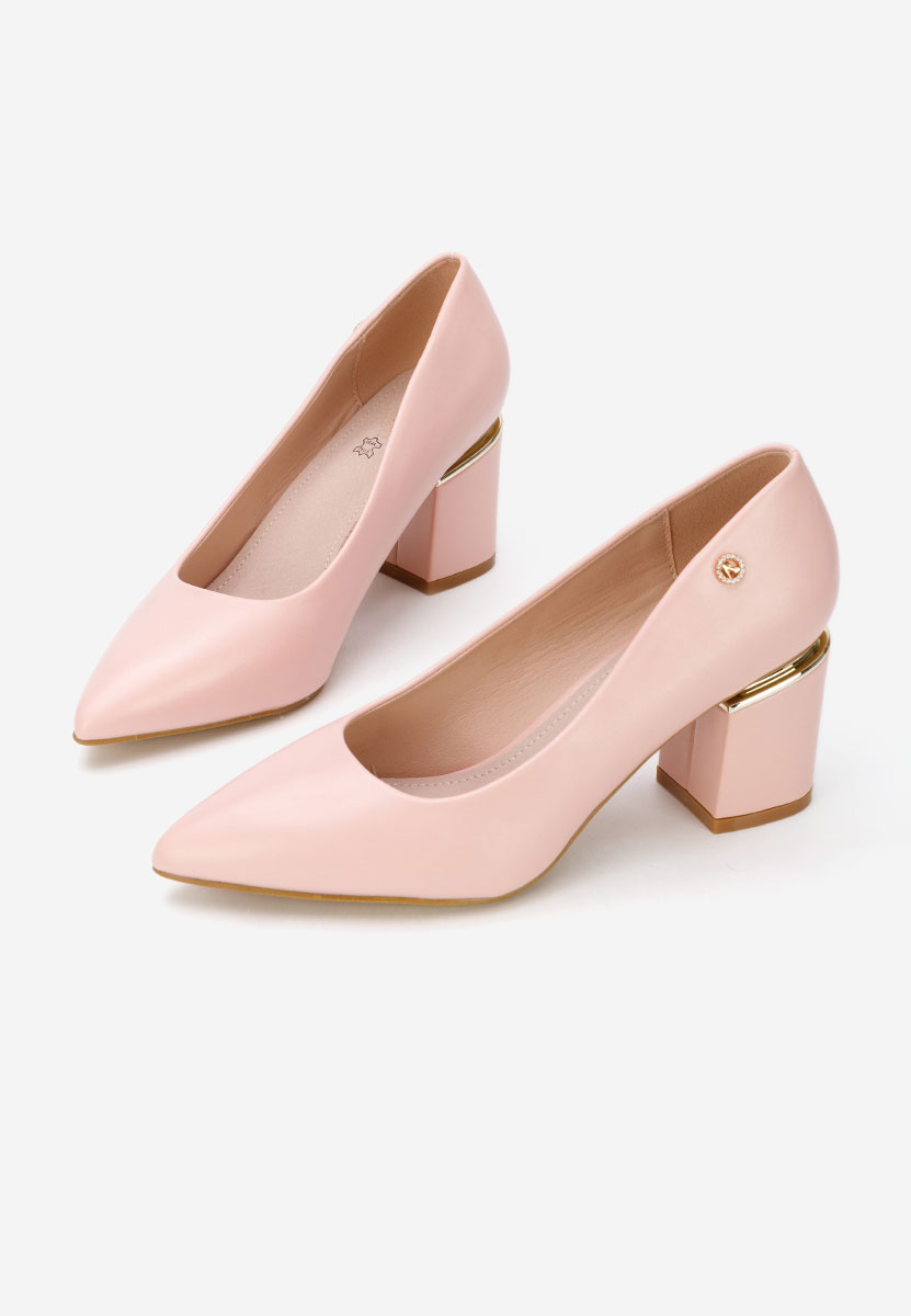 Nude lodičky na hrubom opätku Nelia V4