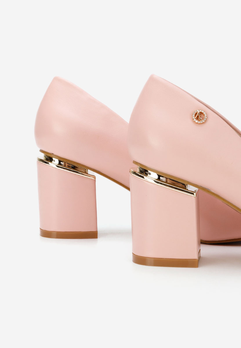 Nude lodičky na hrubom opätku Nelia V4